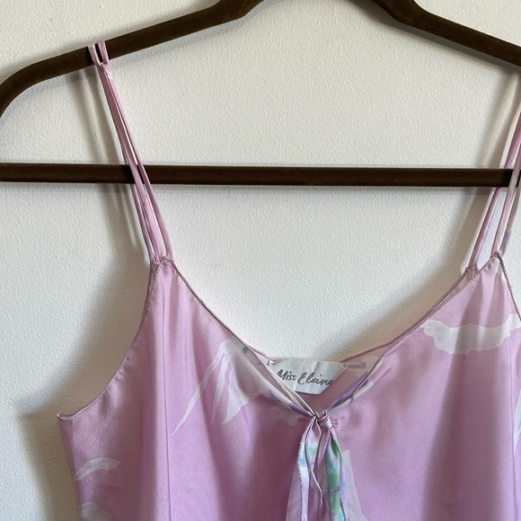 VTG Feminine Floral Nightie Miss Elaine Romantic Dress Small Pink Lingerie Bow - Picture 8 of 16